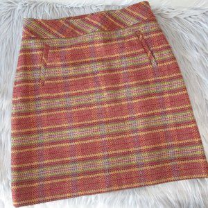 Talbots Wool Blend plaid Pattern Orange Skirt 6
